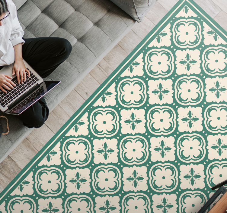 Elegantiškas gėlių elementas Marmurinis vinilo kilimas - „Tenstickers“