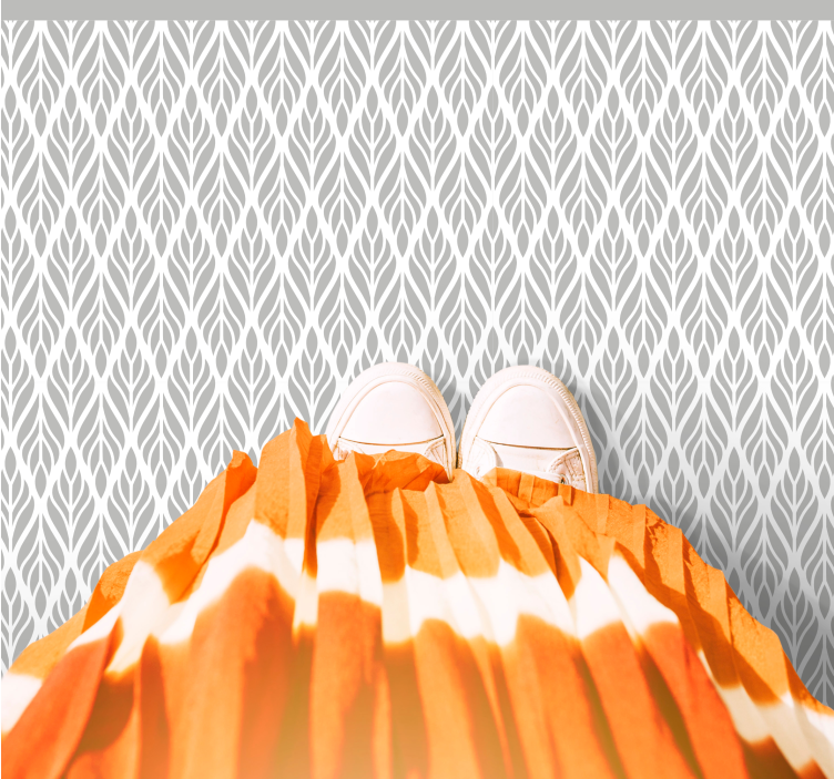 Pilkų lapų raštas modernus vinilinis kilimas - „Tenstickers“