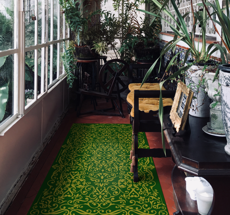 Elegantiški ornamentai žalias modernus kilimas - „Tenstickers“