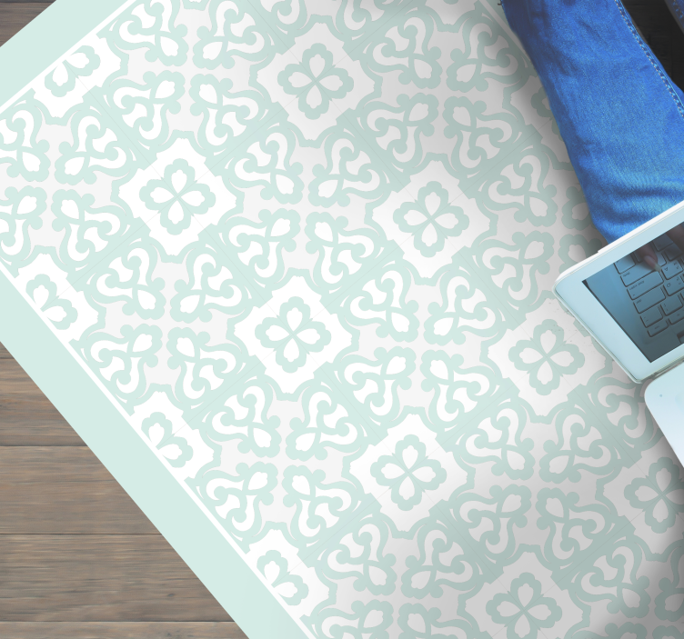 Elegantiškas turkis vinyliniai kilimas su plytelių imitacija - „Tenstickers“