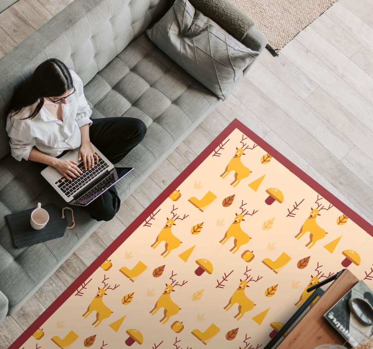 Elniai ir lapija gyvūnų vinilo kilimėlis - „Tenstickers“