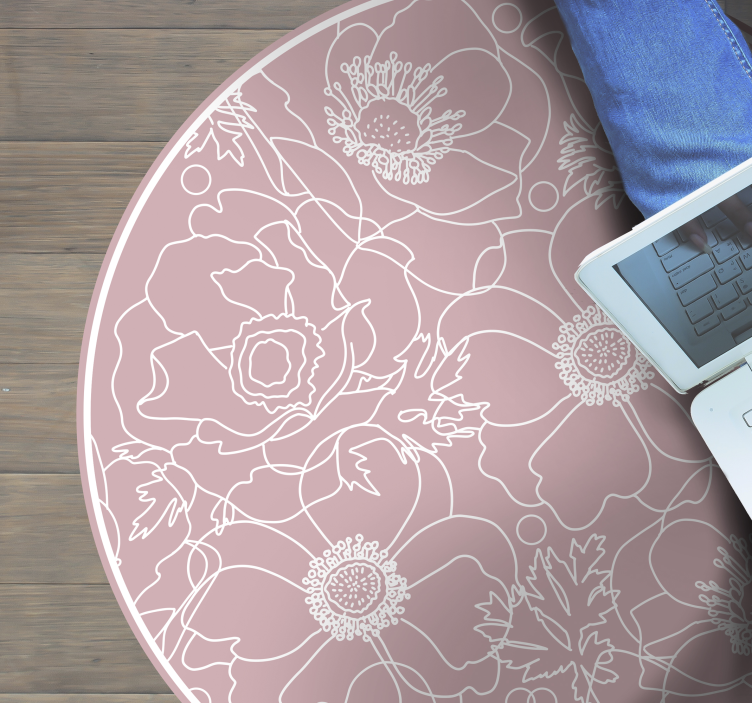 Gėlių kontūro motyvas gėlių rašto kilimėlis - „Tenstickers“