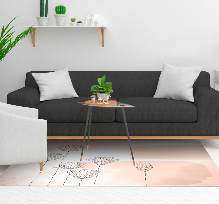 Gėlių linija vinilo gėlių kilimas - „Tenstickers“