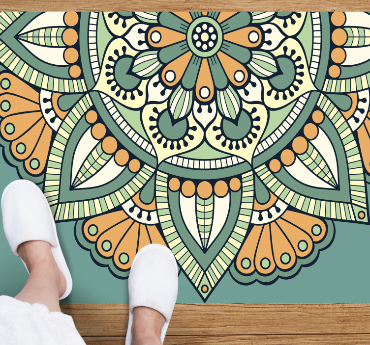 Pusiau gėlių motyvas mandala kilimėlis - „Tenstickers“