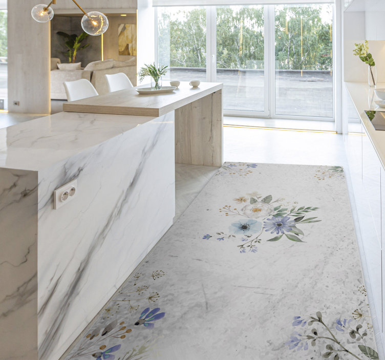 Gėlių marmuro elegancija gėlių rašto kilimėlis - „Tenstickers“