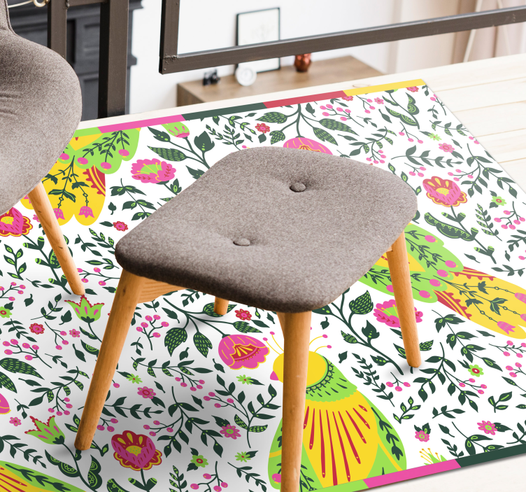 Gėlių papūgos raštas gėlių rašto kilimėlis - „Tenstickers“