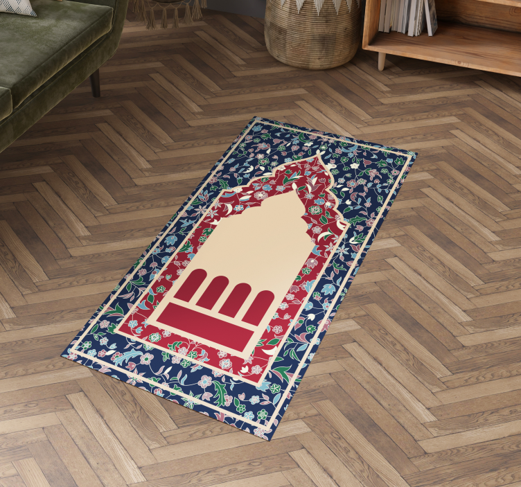 Gėlių raštas persiškas stiebas stačiakampis viniliniai kilimas - „Tenstickers“