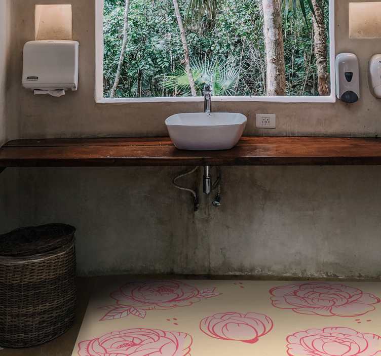 Gėlių rašto kilimėlis rožiniu motyvu - „Tenstickers“