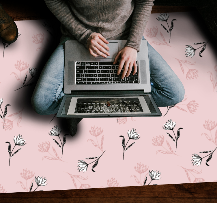 Gėlių rožinis fonas gėlių rašto kilimėlis - „Tenstickers“