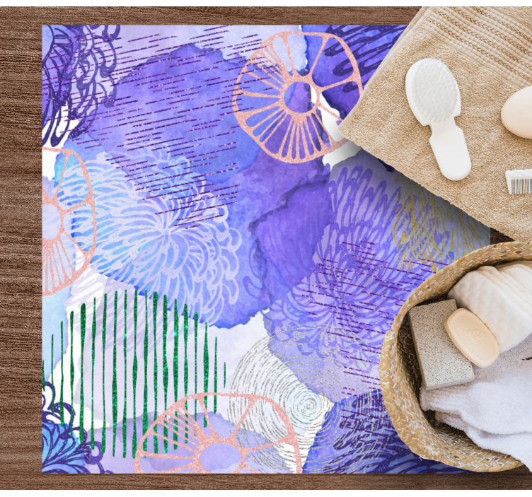 Gėlių sūkurių raštai vonios kambario vinilo kilimėlis - „Tenstickers“