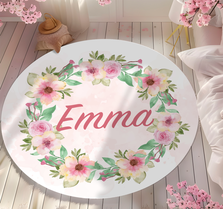 Gėlių vainikas vinyl kilimėlis su vardu - „Tenstickers“