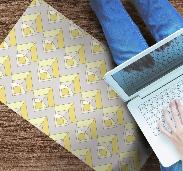 Geltonas ir pilkas raštas geometriniai kilimas - „Tenstickers“