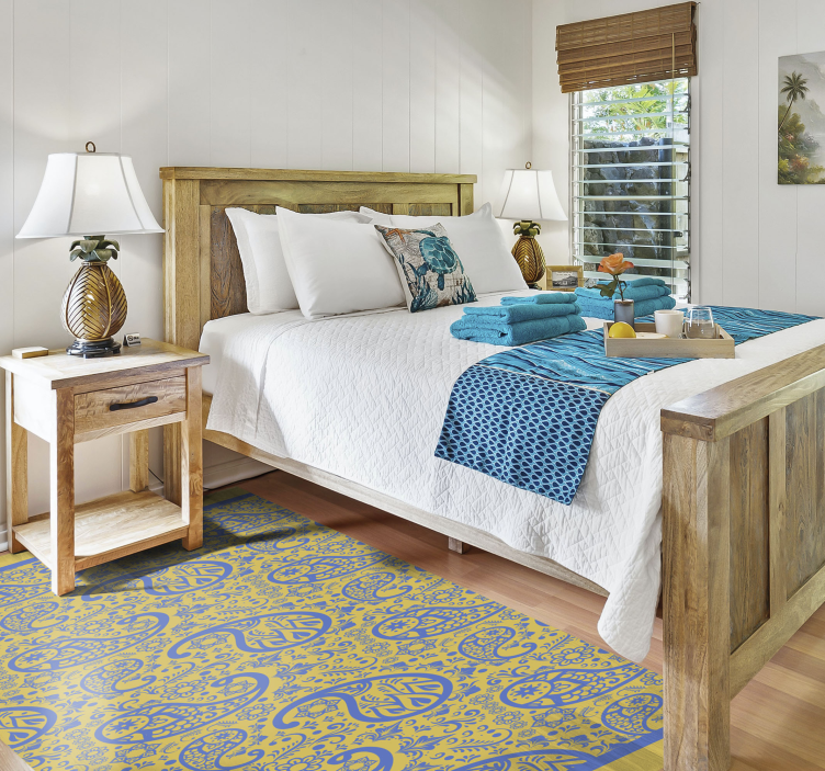 Geltonas ir mėlynas paisley šiuolaikinis vinilinis kilimas - „Tenstickers“