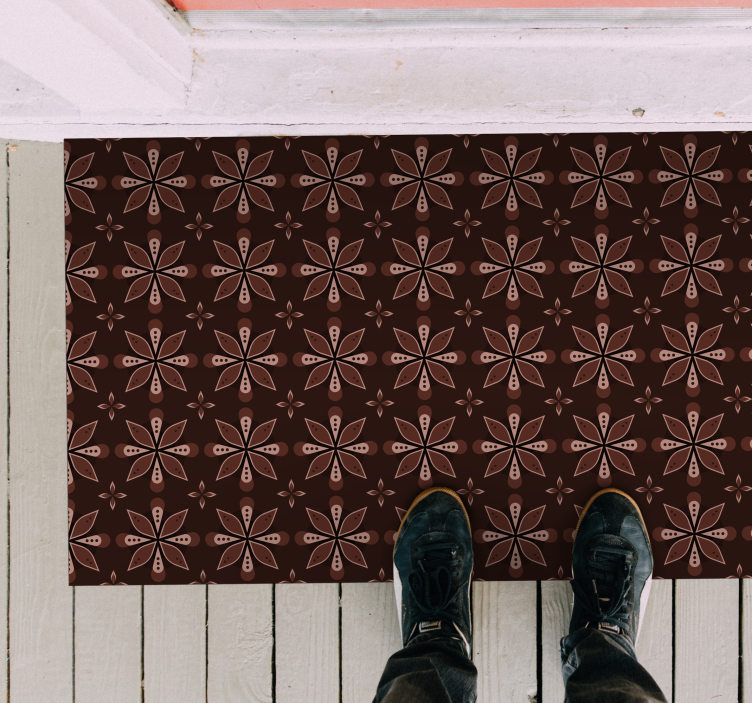 Geometrinė gėlių simetrija koridoriaus vinilinė kilimėlė - „Tenstickers“