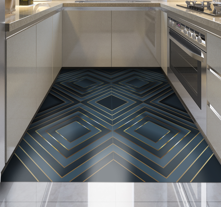 Juodai apibrėžti kvadratai modernus vinilinis kilimas - „Tenstickers“