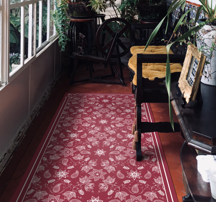 Gražus paisley gėlių vinilo gyvenamojo kambario kilimėlis - „Tenstickers“