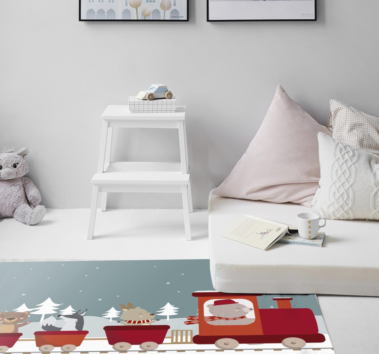 Gyvūnų traukinio nuotykis vinilinis kilimėlis - „Tenstickers“