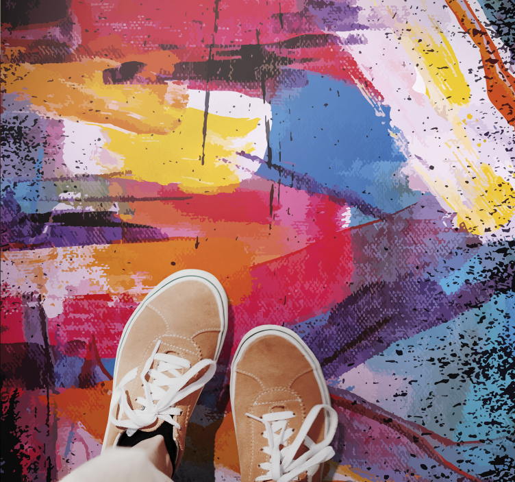 Gyvybingas abstraktus purslų modernus vinilinis kilimas - „Tenstickers“