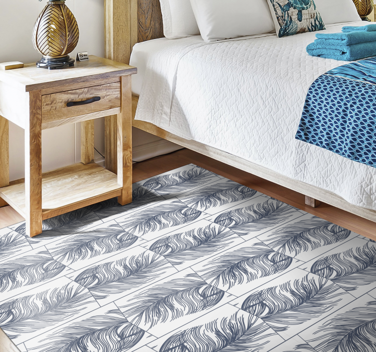 "hampton style" mėlynų plunksnų geometriniai stalo padekliukai - „Tenstickers“