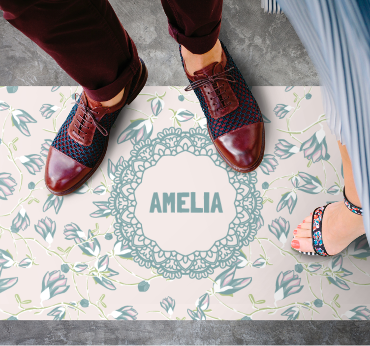 Gėlių dizainas su pavadinimu vinilo kilimėlis miegamajam - „Tenstickers“