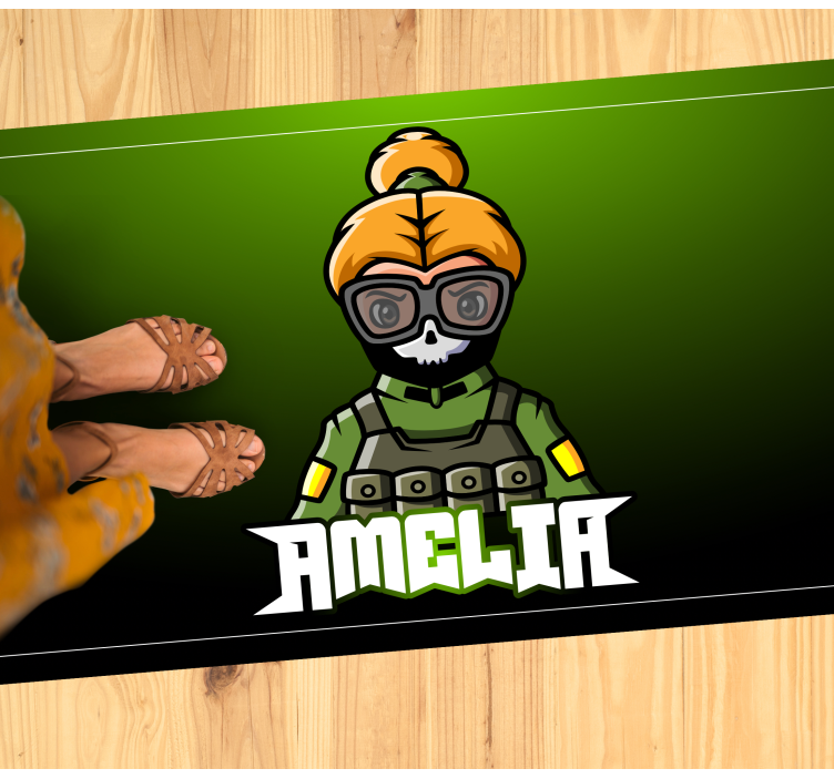 Moteris kareivis su vardu paaugliams vinilo kilimėlis - „Tenstickers“