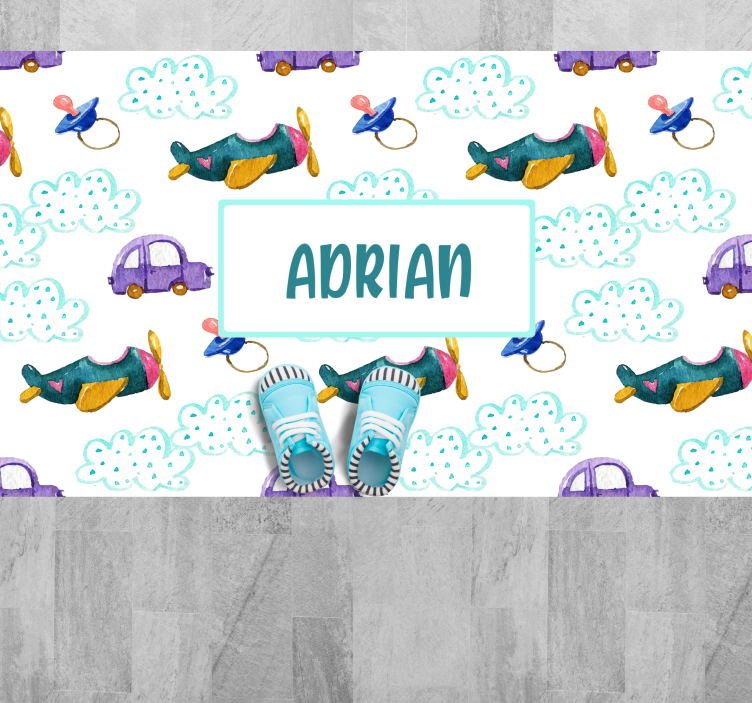 įnoringa lėktuvo tema vinyl kilimėlis su vardu - „Tenstickers“