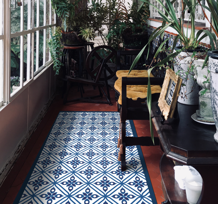 Japoniškas mėlynos ir baltos spalvos plytelių kilimas - „Tenstickers“