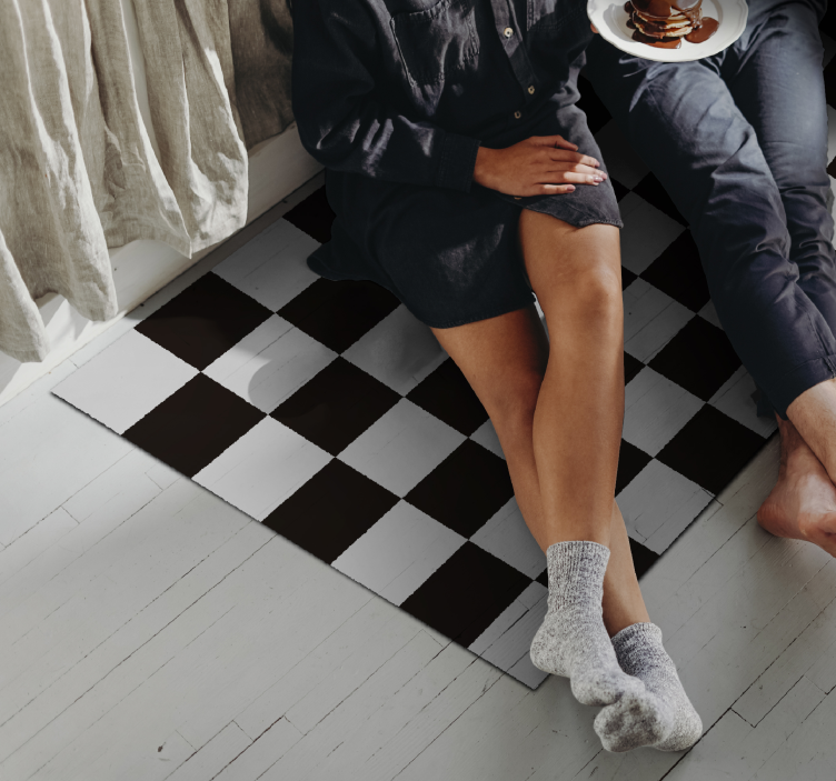 Juodos ir baltos plytelės derliaus kilimas - „Tenstickers“