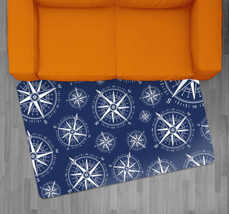 Jūrinio kompaso raštas pasaulio žemėlapis vinilo kilimėlis - „Tenstickers“