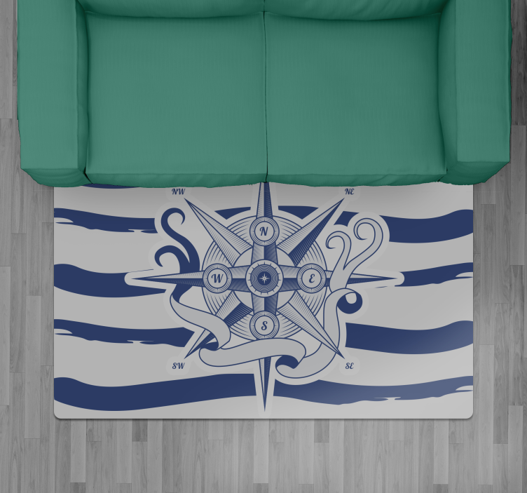 Jūrinis kompasas pasaulio žemėlapis vinilo kilimėlis - „Tenstickers“