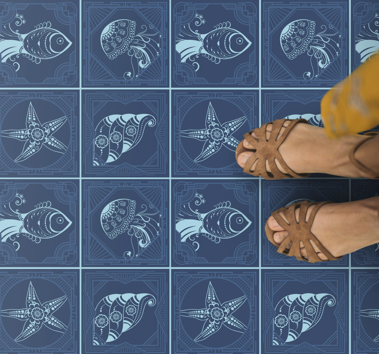 Jūrų gyvūnijos dizainas vonios kambario vinilo kilimėlis - „Tenstickers“
