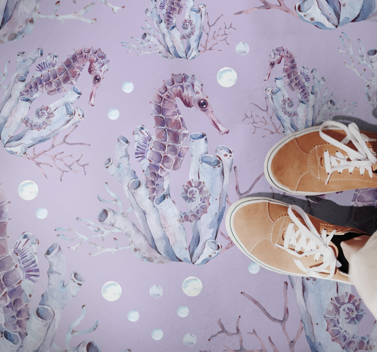 Vonios kambario vinilo kilimėlis su jūros arkliuko koralu - „Tenstickers“