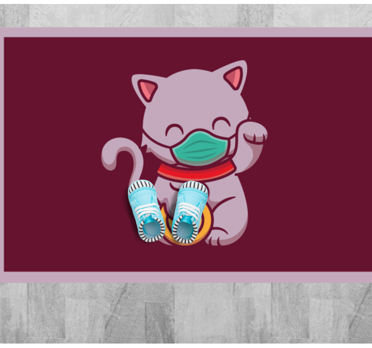 Katė su kauke gyvūnų vinilo kilimėlis - „Tenstickers“