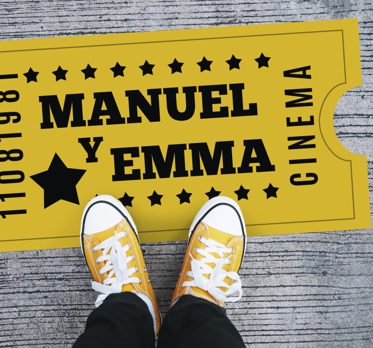 Kino bilietas porai vinyl kilimėlis su vardu - „Tenstickers“