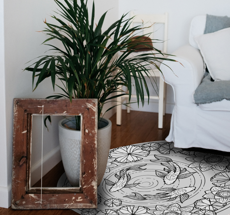 Koi žuvies ramybė gyvūnų vinilo kilimėlis - „Tenstickers“