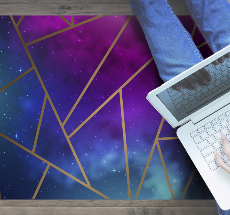 Kosminis mėlynas ir violetinis raštas geometriniai kilimas - „Tenstickers“