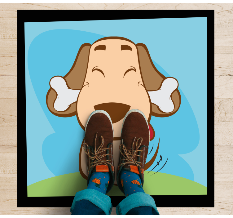 Laimingas šuo su kaulu gyvūnų vinilo kilimėlis - „Tenstickers“