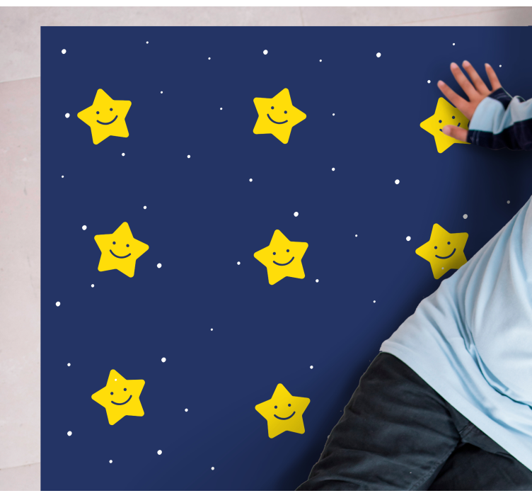 Linksmas mėlynas raštas žvaigždžių vinilinis kilimėlis - „Tenstickers“