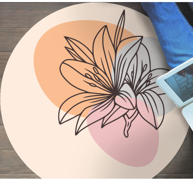 Lelijos gėlių akcentas apskritimo formos vinilo kilimėlis - „Tenstickers“