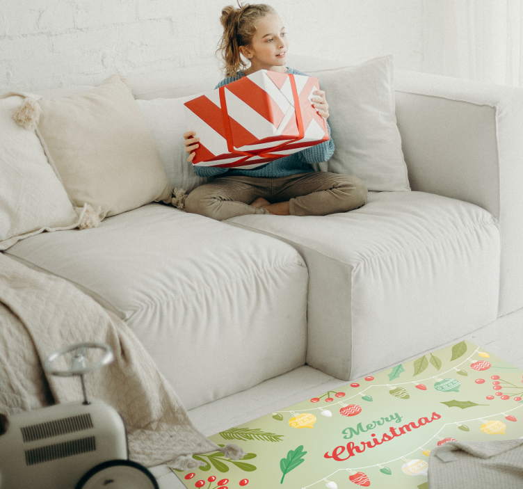 Linksmų kalėdų ir dovanų eglutės kilimėlis - „Tenstickers“