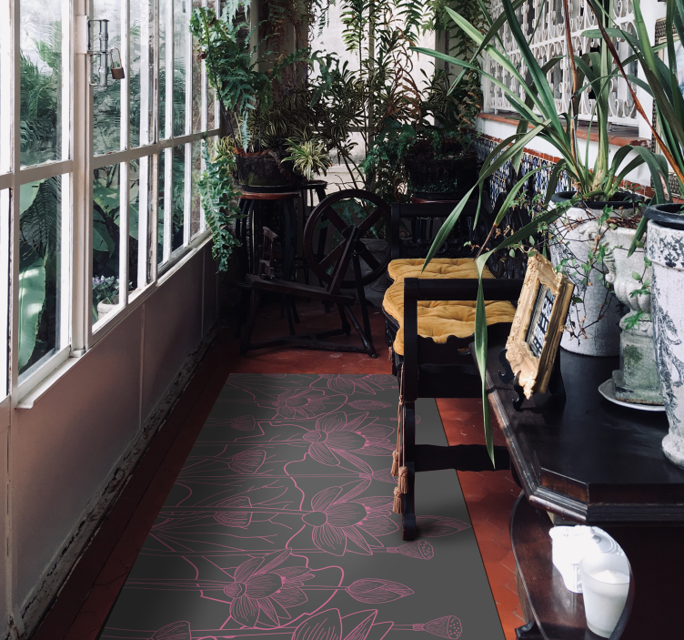 Lotoso pilkas ir rausvas gėlių vinilo kilimas - „Tenstickers“