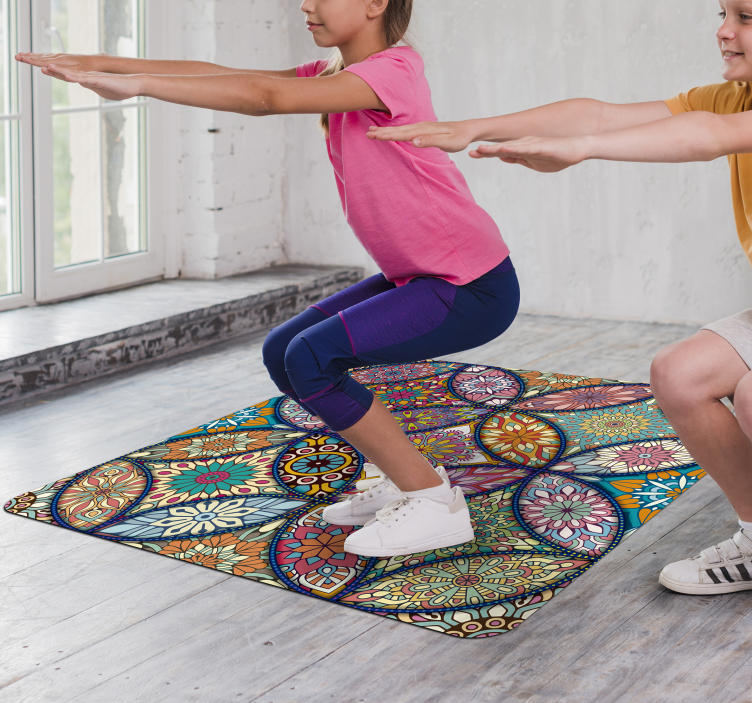 Mandalų spalvos vinilo kilimėlis - „Tenstickers“