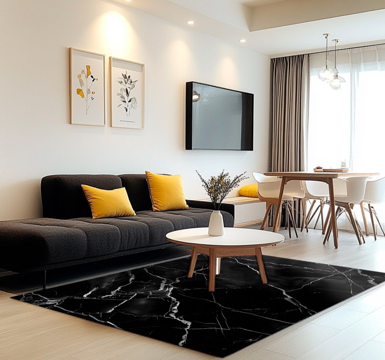 Marmuro imitacija juodos dizaino vinilo kilimėlias - „Tenstickers“