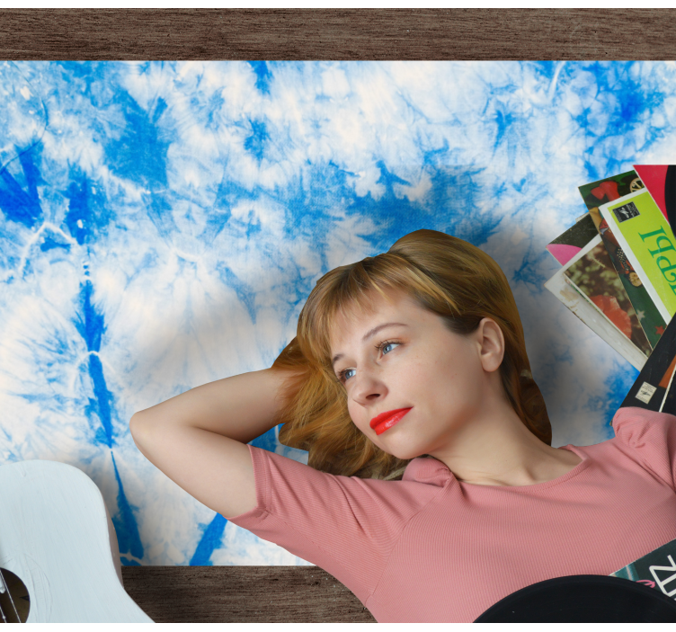 Mėlynas batiko dažų vinilinis kilimas svetainei - „Tenstickers“