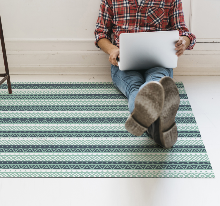 Mėlynas etninis dryžuotas vinilo kilimėlis Mėlynas etninis dryžuotas vinilo kilimėlis - „Tenstickers“