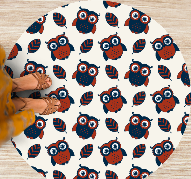 Mėlynos ir raudonos pelėdos modelio apskrito stalo padekliukai - „Tenstickers“