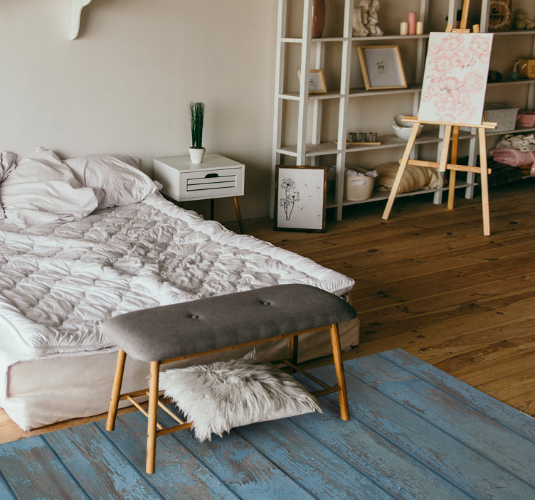 Mėlynos senos lentos medžio efekto kilimas - „Tenstickers“