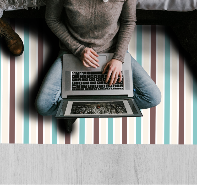 Mėlynų juostelių spektras dryžuotas vinilo kilimas - „Tenstickers“