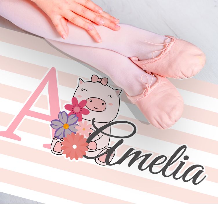 Miela kiaulės iliustracija vinyl kilimėlis su vardu - „Tenstickers“