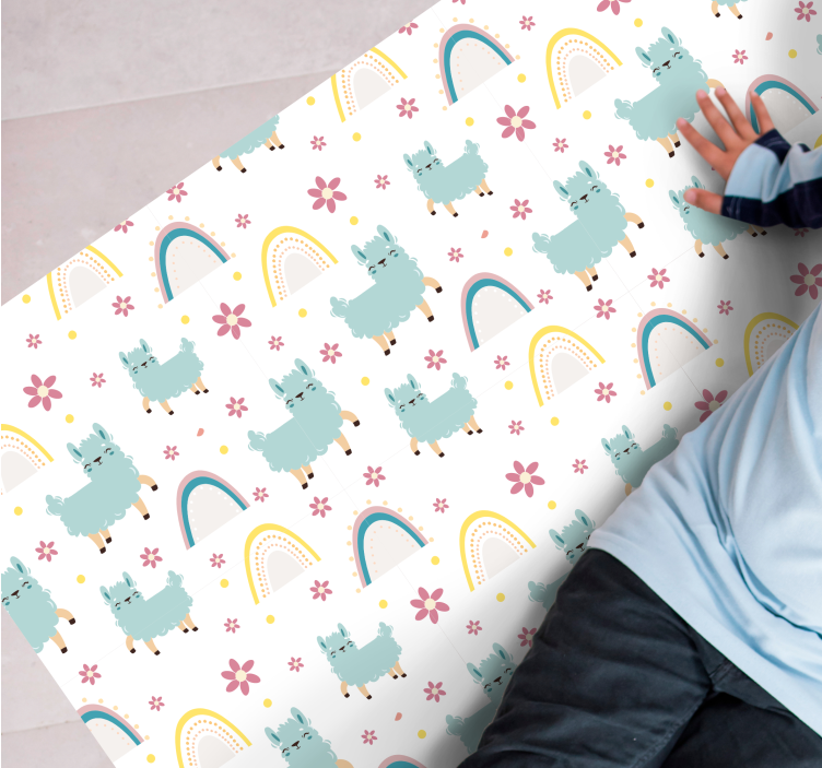 Vaivorykštė ir lamos vinilinis kilimėlis - „Tenstickers“